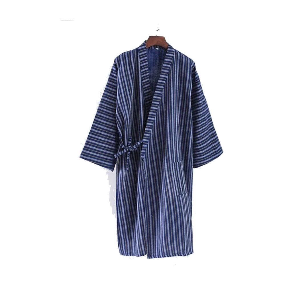 Man Kimono Saiko, striped Japanese cotton kimono robe – Osaka Street Market