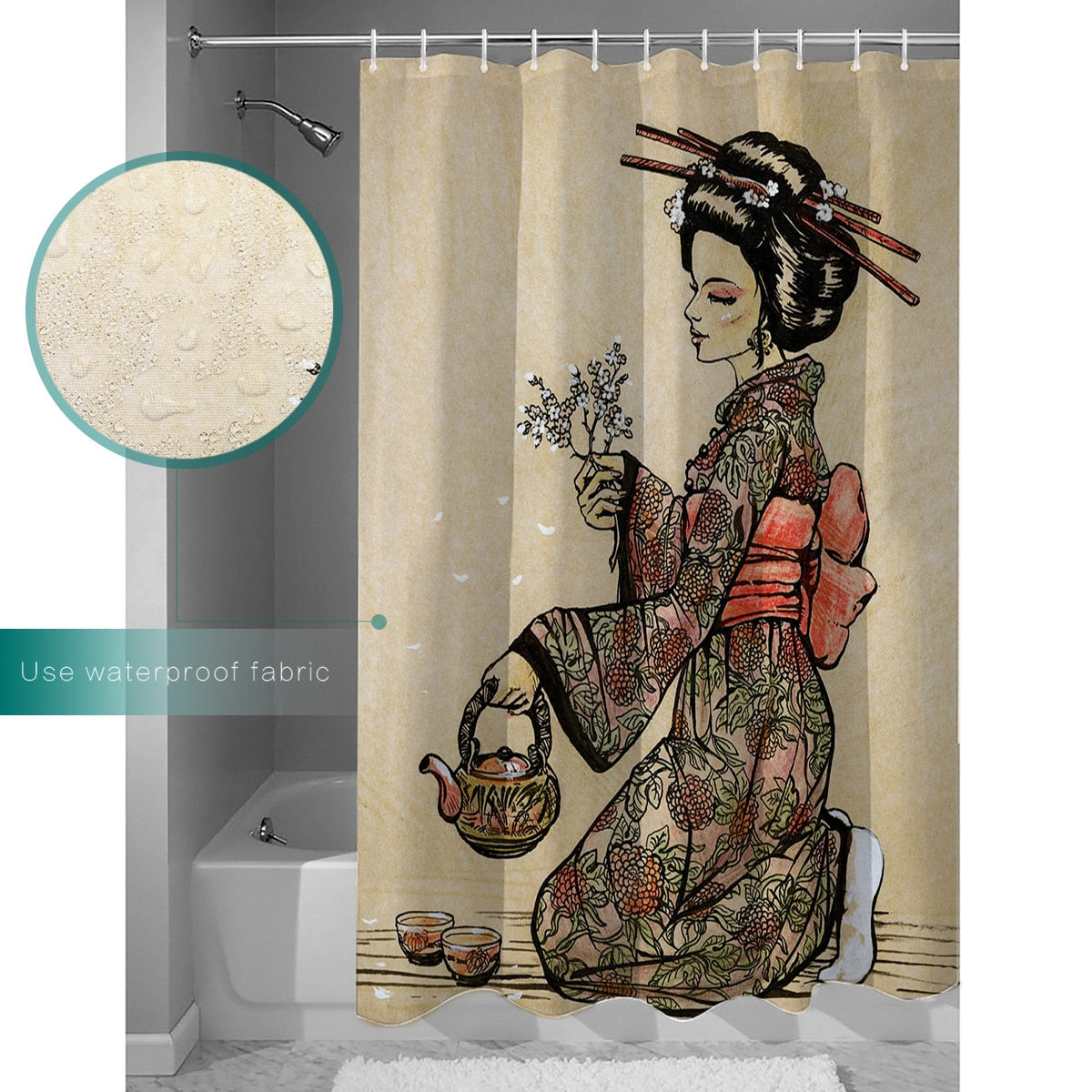 Shower Curtain Geisha (9 Sizes) Osaka Street Market