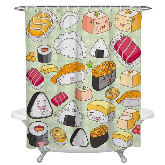 Shower Curtain Sushi Cartoon (6 Sizes) Osaka Street Market