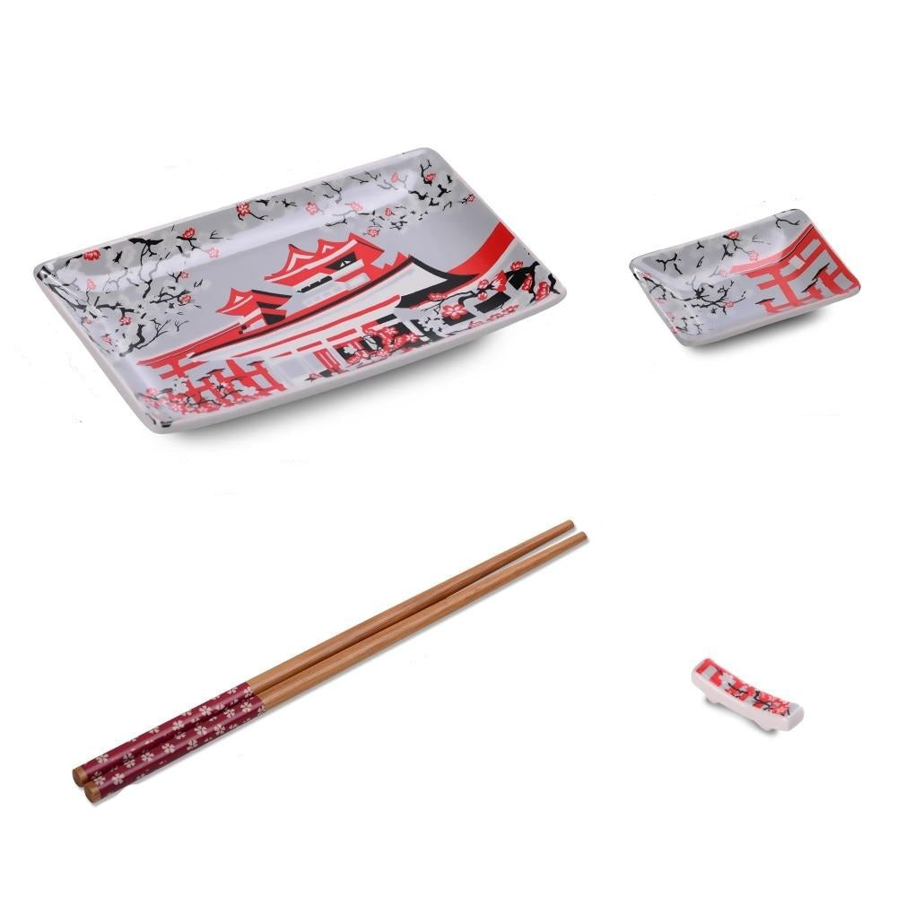 Sushi Plates, Dipping Dish and Chopsticks Set Kiki Osaka Street Market